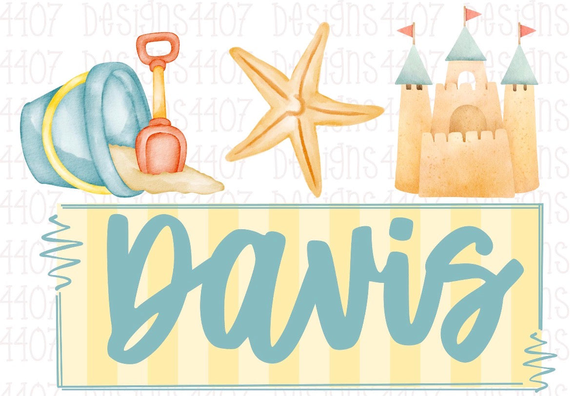 Sand Castle Custom Name - Bubble