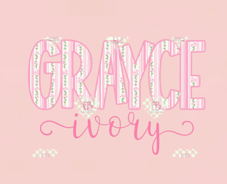 Custom Name - Floral - BUBBLE